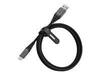 OtterBox Premium - USB-kabel - USB-C (hann) til USB (hann) - USB 2.0 - 3 A - 1 m - mørk askesvart 78-52664