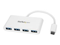 StarTech.com 4 Port USB C Hub with 4x USB-A Ports (USB 3.0 SuperSpeed 5Gbps), USB Bus Powered, Portable/Laptop USB-C to USB-A Adapter Hub, USB 3.1 Gen 1/USB 3.2 Gen 1 Type-C Hub, White - Windows/macOS/Linux (HB30C4ABW) - Hub - 4 x SuperSpeed USB 3.0 - stasjonær HB30C4ABW