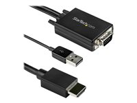 StarTech.com 2m VGA to HDMI Converter Cable with USB Audio Support & Power, Analog to Digital Video Adapter Cable to connect a VGA PC to HDMI Display, 1080p Male to Male Monitor Cable - Supports Wide Displays (VGA2HDMM2M) - Adapterkabel - USB, HD-15 (VGA) hann til HDMI hann - 2 m - svart - aktiv, 1080p-støtte, USB-strøm + lyd VGA2HDMM2M