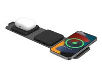 mophie snap+ - Trådløs ladepute - 15 watt - 2 utgangskontakter (USB, 24 pin USB-C) - svart - Europa (unntatt Irland) 401309741