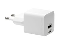 dbramante1928 re-charge - Strømadapter - 30 watt - PD - 2 utgangskontakter (USB, 24 pin USB-C) - hvit - Europa CH18EUWH7098