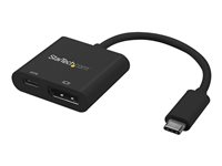 StarTech.com USB C to DisplayPort Adapter with Power Delivery, 4K 60Hz HBR2, USB Type-C to DP 1.2 Monitor/Display Video Converter w/ 60W PD Pass-Through Charging, Thunderbolt 3 Compatible - USB-C Male to DP Female (CDP2DPUCP) - DisplayPort-adapter - USB-C (hann) til DisplayPort, USB-C (kun strøm) (hunn) - Displayport 1.2/Thunderbolt 3 - USB Power Delivery (60W), 4 K 60 Hz (4096 x 2160) støtte - svart CDP2DPUCP