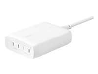 Belkin BoostCharge Pro - Strømadapter - GaN-teknologi - 200 watt - 5 A - Fast Charge, Power Delivery 3.1, PD 3.0 - 4 utgangskontakter (USB-C) - hvit WCH015VFWH