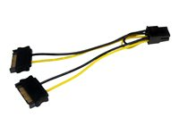 StarTech.com 6in SATA Power to 6 Pin PCI Express Video Card Power Cable Adapter - SATA to 6 pin PCIe power - Strømkabel - SATA-strøm (hann) til 6-pins PCIe-strøm (hann) - 15 cm SATPCIEXADAP