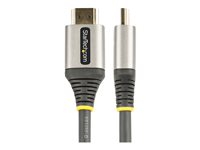 StarTech.com 20in (0.5m) Premium Certified HDMI 2.0 Cable with Ethernet, High-Speed Ultra HD 4K 60Hz HDMI Cable HDR10, ARC, HDMI Cord For Ultra HD Monitors, TVs, Displays, w/ TPE Jacket - Durable HDMI Video Cable (HDMMV50CM) - Premium High Speed - HDMI-kabel med Ethernet - HDMI hann til HDMI hann - 50 cm - skjermet - grå, svart - passiv, støtte for 4K 60 Hz (3840 x 2160) HDMMV50CM