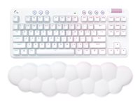 Logitech G G715 - Tastatur - uten nummertastatur - bakgrunnsbelyst - trådløs - Bluetooth, 2.4 GHz - QWERTY - Nordisk (dansk/finsk/norsk/svensk) - tastsvitsj: Linear - hvit 920-010689