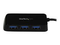 StarTech.com 4-Port USB 3.0 SuperSpeed Hub - Portable Mini Multiport USB Travel Dock - USB Extender Black for Business PC/Mac, laptops (ST4300MINU3B) - Hub - 4 x SuperSpeed USB 3.0 - stasjonær - for P/N: FCREADMICRO3, MSDREADU3CA, USB3S2ESATA3 ST4300MINU3B