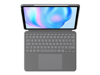 Logitech Combo Touch - Tastatur og folioveske - med styrepute - bakgrunnsbelyst - Apple Smart connector - QWERTY - US International - Oxford-grå - for Apple 11-inch iPad Air (M2, M3) 920-012636