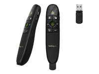 StarTech.com Wireless Presentation Remote with Green Laser Pointer - 90 ft. (27 m) - USB Presentation Clicker for Mac and Windows (PRESREMOTEG) - Presentasjonsfjernstyring - RF - svart PRESREMOTEG
