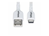 StarTech.com 3m (9.8ft) White USB-A to USB-C Charging Cable/Cord, M/M - USB-kabel - USB (hann) til USB-C (hann) - USB 2.0 - 3 A - 3 m - halogenfri, passiv, lade og synkronisere, USB Fast Charge (15W) - hvit USB2AC3MNCWHE