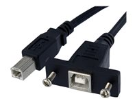 StarTech.com 3 ft Panel Mount USB Cable B to B - F/M - Panel Mount USB Extension USB-B Female to USB-B Male Adapter Cable - USB-B (F) Port (USBPNLBFBM3) - USB-kabel - USB-type B (hann) til USB-type B (hunn) - USB 2.0 - 90 cm - formstøpt - svart - for P/N: USB2HAB10, USB2HAB15, USB2HAB30AC, USB2HAB50AC, USB2HAB6, USB2HABM1, USB2HABM6RA USBPNLBFBM3