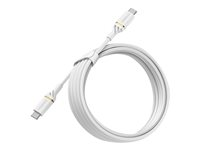 OtterBox Standard - USB-kabel - USB-C (hann) til USB-C (hann) - USB 2.0 - 3 A - 3 m - Power Delivery-støtte - skystøvhvit 78-52674
