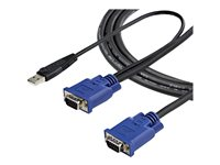 StarTech.com 10 ft Ultra Thin USB VGA 2-in-1 KVM Cable - VGA KVM Cable - USB KVM Cable - KVM Switch Cable (SVECONUS10) - Video- / USB-kabel - USB, HD-15 (VGA) (hann) til HD-15 (VGA) (hann) - 3.05 m - svart - for P/N: CAB831HDU, RACKCONS1908, SV1631DUSBUK, SV565DUTPU, SV565UTPUL, SV831DUSBUK SVECONUS10