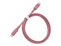OtterBox Standard - USB-kabel - USB-C (hann) til USB-C (hann) - USB 2.0 - 3 A - 1 m - Power Delivery-støtte - sprudlende rosa 78-52676