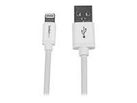 StarTech.com 2m (6ft) Long White Apple 8-pin Lightning Connector to USB Cable for iPhone / iPod / iPad - Charge and Sync Cable (USBLT2MW) - Lightning-kabel - Lightning hann til USB hann - 2 m - dobbeltisolert - hvit - for P/N: KITBXAVHDPEU, KITBXAVHDPNA, KITBXAVHDPUK, KITBXDOCKPEU, KITBXDOCKPUK, KITBZDOCK USBLT2MW