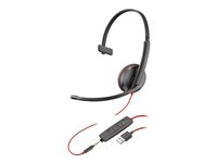 HP Poly Blackwire 3215 - Blackwire 3200 Series - hodesett - on-ear - kablet - USB-A, 3,5 mm jakk - svart - Skype Certified, Cisco Jabber Certified, Avaya Certified 80S06AA