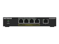 NETGEAR 300 Series GS305PP - Switch - SOHO - ikke-styrt - 5 x 10/100/1000 (4 PoE+) - stasjonær, veggmonterbar - PoE+ (83 W) GS305PP-300EUS