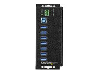 StarTech.com 7 Port USB Hub with Power Adapter, Surge Protection, Metal Industrial USB 3.0 Data Transfer Hub, Din Rail, Wall or Desk Mountable, High Speed USB 3.1/USB 3.2 Gen 1 5Gbps Hub - Windows/macOS/Linux (HB30A7AME) - Hub - 7 x USB 3.2 Gen 1 - DIN-skinnemonterbar, veggmonterbar - TAA-samsvar - for P/N: ITB20D3250 HB30A7AME