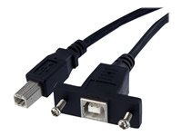 StarTech.com 1 ft Panel Mount USB Cable B to B - F/M - USB cable - USB Type B (F) to USB Type B (M) - USB 2.0 - 1 ft - molded, thumbscrews - black - USBPNLBFBM1 - USB-kabel - USB-type B (hunn) til USB-type B (hann) - USB 2.0 - 30 cm - formstøpt, tommelskruer - svart - for P/N: USB2HAB10, USB2HAB15, USB2HAB30AC, USB2HAB50AC, USB2HAB6, USB2HABM1, USB2HABM6RA USBPNLBFBM1