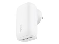 Belkin BoostCharge - Strømadapter - PPS-teknologi - 67 watt - 3.25 A - Power Delivery 3.1, PD 3.0, Fast Charge - 3 utgangskontakter (USB-C) - hvit WCC002VFWH