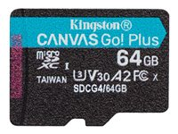 Kingston Canvas Go! Plus - Flashminnekort - 64 GB - A2 / Video Class V30 / UHS-I U3 / Class10 - microSDXC UHS-I SDCG4/64GBSP