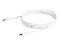 StarTech.com 6 ft(2m) Durable White USB-C to Lightning Cable, Heavy Duty Rugged Aramid Fiber USB Type A to Lightning Charger/Sync Power Cord, Apple MFi Certified iPad/iPhone 12 Pro Max - iPhone 7/8/11/11 Pro - Lightning-kabel - Lightning hann til USB-C hann - 2 m - hvit RUSBCLTMM2MW