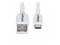 StarTech.com 2m (6.6ft) White USB-A to USB-C Charging Cable/Cord, M/M - USB-kabel - USB (hann) til USB-C (hann) - USB 2.0 - 3 A - 2 m - halogenfri, passiv, lade og synkronisere, USB Fast Charge (15W) - hvit USB2AC2MNCWHE