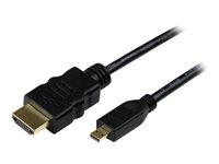 StarTech.com 0.5m High Speed HDMI Cable with Ethernet HDMI to HDMI Micro - HDMI-kabel med Ethernet - HDMI hann til 19 pin micro HDMI Type D hann - 50 cm - svart HDADMM50CM