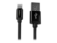 StarTech.com 2m (6ft) Long Black Apple® 8-pin Lightning Connector to USB Cable for iPhone / iPod / iPad - Charge and Sync Cable (USBLT2MB) - Lightning-kabel - Lightning hann til USB hann - 2 m - dobbeltisolert - svart - for P/N: ST4200MINI2, ST4200MINIC USBLT2MB