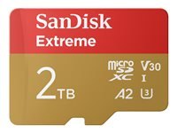 SanDisk Extreme - Flashminnekort (microSDHC til SD-adapter inkludert) - 2 TB - A2 / Video Class V30 / UHS-I U3 - microSDXC UHS-I SDSQXAV-2T00-GN6MA