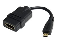StarTech.com 5in High Speed HDMI Adapter Cable - HDMI to HDMI Micro - F/M - 5 inch Micro HDMI Adapter - HDMI Female to Micro HDMI Male (HDADFM5IN) - HDMI-adapter - HDMI hunn til 19 pin micro HDMI Type D hann - 1.2 cm - skjermet - svart - for P/N: HDMM30CM HDADFM5IN