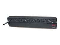 APC Basic Rack-Mount PDU - Strømfordelingslist (kan monteres i rack) - AC 120 V - 1.8 kW - inngang: NEMA 5-15 - utgangskontakter: 10 (NEMA 5-15) - 1U - 19" - 3.65 m kabel - svart - for P/N: SMT1000RM1U, SMT1500CNC, SMT750RM2UCNC, SMTL2K2RM2UCLNC, SMTL3KRM2UCL, SMTL3KRM2UCLNC AP9562