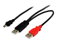 StarTech.com 6 ft USB Y Cable for External Hard Drive - USB A to mini B - USB cable - USB (M) to mini-USB Type B (M) - USB 2.0 - 6 ft - black - USB2HABMY6 - USB-kabel - USB (hann) til mini-USB type B (hann) - USB 2.0 - 1.8 m - svart - for P/N: SAT1810U2, SLMSOPTB, PEXUSB7LP USB2HABMY6