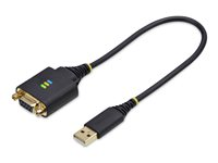 StarTech.com 1ft/30cm USB to Null Modem Serial Adapter Cable, FTDI, RS232 - USB / seriell-kabel - USB (hann) til DB-9 (hunn) skrubar - 30 cm - formstøpt, robust - svart 1P1FFCN-USB-SERIAL