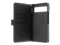Insmat Exclusive - Lommebok for mobiltelefon - ekte skinn, kartong+papir, PU-belegg, polykarbonat (PC) - svart - for Google Pixel 8 650-3250