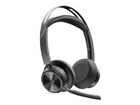 HP Poly Voyager Focus 2 - Hodesett - on-ear - Bluetooth - trådløs - aktiv støydemping - USB-C via Bluetooth-adapter - svart - Zoom Certified, Certified for Microsoft Teams 9T9J4AA#AC3