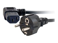C2G Universal Power Cord - Strømkabel - power CEE 7/7 (hann) til power IEC 60320 C13 - 2 m - formstøpt, 90° kontakt - svart - Europa 88534