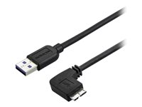 StarTech.com 2m 6 ft Slim Micro USB 3.0 Cable M/M - Right-Angle Micro-USB - USB 3.0 A to Micro B - Angled Micro USB - USB 3.1 Gen 1 5Gbps (USB3AU2MRS) - USB-kabel - Micro-USB Type B (hann) til USB-type A (hann) - USB 3.0 - 2 m - rettvinklet kontakt - svart USB3AU2MRS