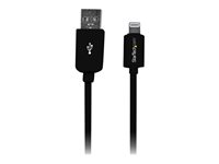 StarTech.com 3m (10ft) Long Black Apple® 8-pin Lightning Connector to USB Cable for iPhone / iPod / iPad - Charge and Sync Cable (USBLT3MB) - Lightning-kabel - Lightning hann til USB hann - 3 m - svart - for P/N: BOX4CABLE USBLT3MB