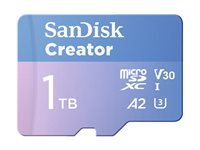 SanDisk Creator - Flashminnekort (microSDXC til SD-adapter inkludert) - 1 TB - A2 / Video Class V30 / UHS-I U3 - microSDXC UHS-I SDSQXAV-1T00-GN6MS