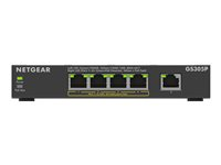 NETGEAR 300 Series GS305P - Version 3 - switch - SOHO - ikke-styrt - 5 x 10/100/1000 (4 PoE+) - stasjonær, veggmonterbar - PoE+ (63 W) GS305P-300EUS