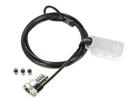 Kensington Universal 3-in-1 Combination Laptop Lock - Resettable - Sikkerhetskabellås - 1.8 m K62316WW