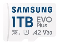 Samsung EVO Plus MB-MC1T0SA - Flashminnekort (microSDXC til SD-adapter inkludert) - 1 TB - A2 / Video Class V30 / UHS-I U3 / Class10 - microSDXC UHS-I MB-MC1T0SA/EU