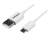 StarTech.com 3.3 ft. (1 m) USB to Micro USB Cable - USB 2.0 A to Micro B - White - Micro USB Cable (USBPAUB1MW) - USB-kabel - Micro-USB type B (hann) til USB (hann) - USB 2.0 - 1 m - formstøpt - hvit - for P/N: USBEXTPAA1MW, USBEXTPAA2MW, USBEXTPAA3MW, USBPAUB2MW, USBPAUB50CMW USBPAUB1MW