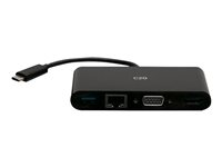 C2G USB C to HDMI, VGA, USB A, Ethernet Adapter - 4K 30Hz - Black - Dokkingstasjon - USB-C / Thunderbolt 3 - HDMI, VGA - 1GbE C2G29828