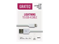 GRATEQ - Lightning-kabel - USB hann til Lightning hann - 2.25 m - MFI-sertifisert - hvit 85005