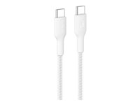 Belkin BoostCharge Pro - USB-kabel - 24 pin USB-C (hann) til 24 pin USB-C (hann) - 1 m - USB Power Delivery (240 W), flettet kabel - hvit CAB025HQ1MWH