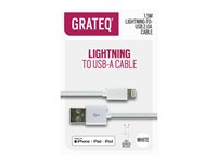 GRATEQ - Lightning-kabel - USB hann til Lightning hann - 1.5 m - hvit 85004