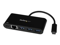 StarTech.com USB C to Ethernet Adapter - 3 Port - with Power Delivery (USB PD) - Power Pass Through Charging - USB C Adapter (US1GC303APD) - Nettverksadapter - USB-C - Gigabit Ethernet - svart US1GC303APD