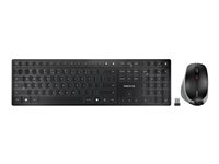 CHERRY DW 9500 SLIM - Tastatur- og mussett - trådløs - 2.4 GHz, Bluetooth 4.0 - USA med eurosymbol - tastsvitsj: CHERRY SX - grå, svart - plastfri emballasje JD-9500EU-2